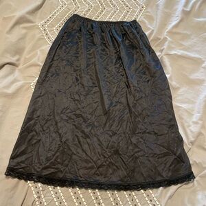 Sears black lace satin slip skirt